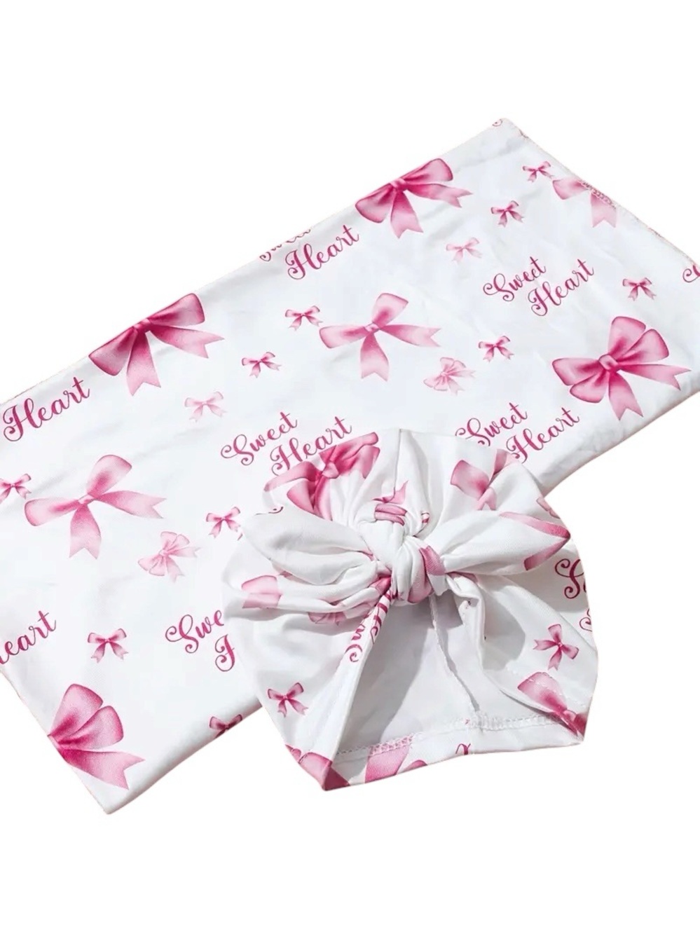 5/$15 Baby Girl Swaddle Wrap and Hat Matching Set